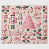 Pink Nutcracker Christmas Tree Cadeaupapier (Vlak)
