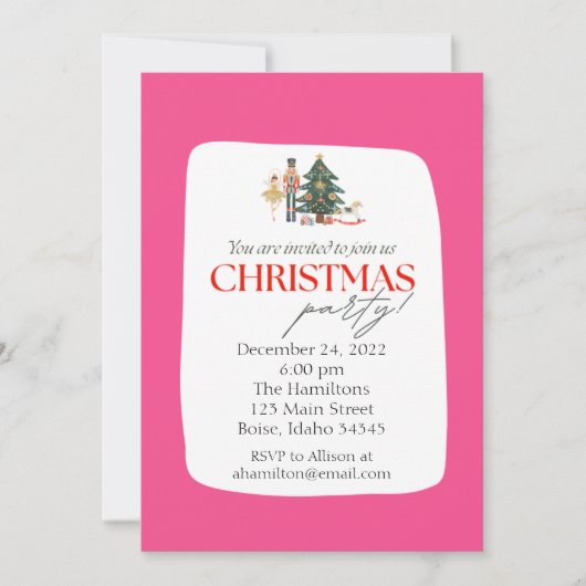 Pink Nutcracker Fête de Noël Invitation (Devant)