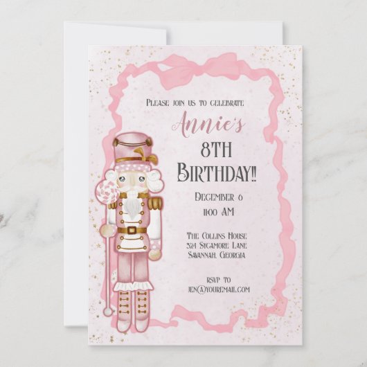 Pink Nutcracker hiver Anniversaire Fête Invitation (Devant)