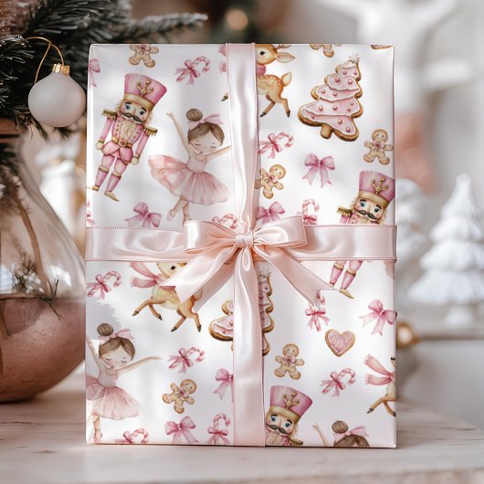 Pink Nutcracker Kids Christmas Wrapping Paper Cadeaupapier
