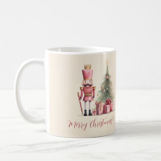 Pink Nutcracker Script Christmas Mug (Gauche)