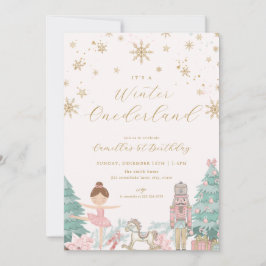 Pink Nutcracker Winter Onederland Birthday Invite Kaart