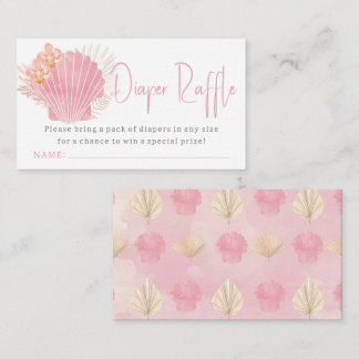 Pink Ocean Boho Girl Baby Shower Diaper Raffle Informatiekaartje