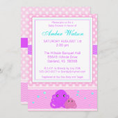 Pink Octopus Baby shower Invitation Kaart (Voorkant / Achterkant)
