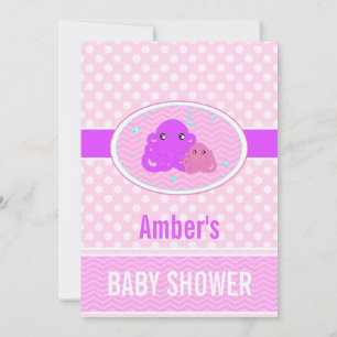 Pink Octopus Baby shower Invitation Kaart