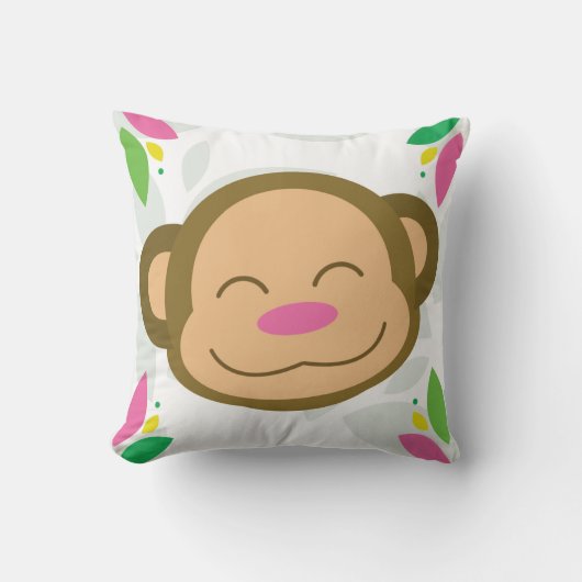 Pink Oerwoud Monkey Sierkussen (Voorkant)