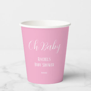 Pink Oh Baby Girl Baby shower Script Schattige Mod Papieren Bekers