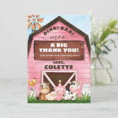 Pink Oink Baa Moo ferme Anniversaire Carte de reme (Debout devant)