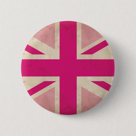 Pink Old Union Jack Button Badge (Voorkant)