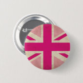 Pink Old Union Jack Button Badge (Voorkant /achterkant)