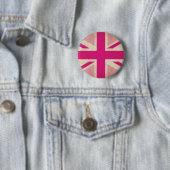 Pink Old Union Jack Button Badge (In situ)