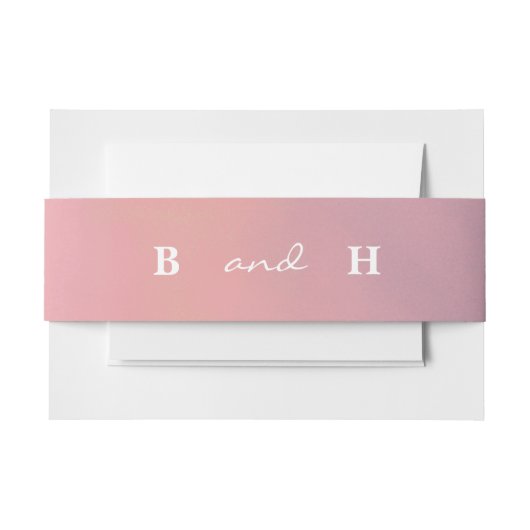 Pink Ombre Boho Minimalist Wedding Uitnodigingen Wikkel (Voorkant Voorbeeld)