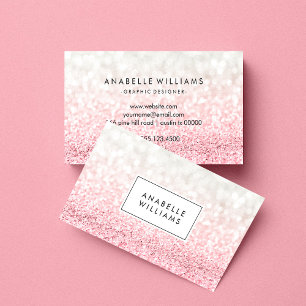 Pink Ombre Glitter en Bokeh Pattern Visitekaartje