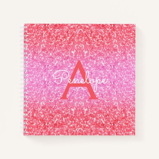 Pink Ombre Parties scintillant et carnet de croqui (Devant)