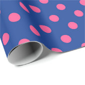 Pink On Blue Polka Dots Pattern Design Cadeaupapier (Rol Hoek)
