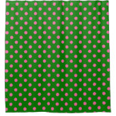 Pink On Green Polka Dots Pattern Design  Douchegordijn (Voorkant)