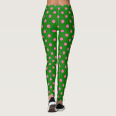 Pink On Green Polka Dots Pattern Design  Leggings (Achterkant)