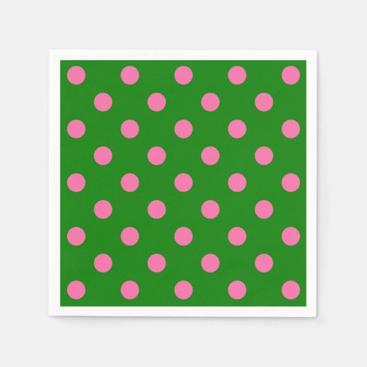 Pink On Green Polka Dots Pattern Design Servet (Voorkant)