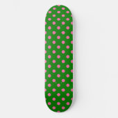 Pink On Green Polka Dots Pattern Design Skateboard (Voorkant)
