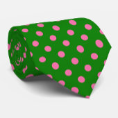 Pink On Green Polka Dots Pattern Design Stropdas