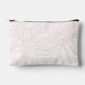 Pink on White Chrysanthemums with Name Etui