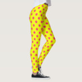 Pink On Yellow Polka Dots Pattern Design Leggings