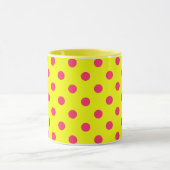 Pink On Yellow Polka Dots Pattern Design  Mok (Midden)