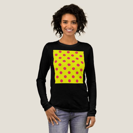 Pink On Yellow Polka Dots Pattern Design Tri-Blend Shirt (Voorkant)