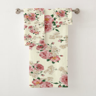 Pink on Yellow Vintage Floral 
