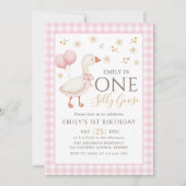 Pink One Silly Goose 1er Invitation anniversaire (Devant)