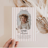 Pink One Silly Goose 1st Birthday Invitation Kaart