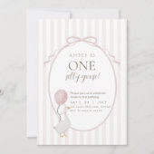 Pink One Silly Goose First Birthday Invitation (Devant)