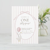Pink One Silly Goose First Birthday Invitation (Debout devant)