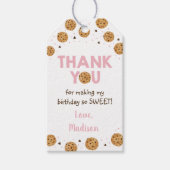 Pink One Sweet Cookie Eerste Verjaardag Dank u Cadeaulabel (Voorkant)