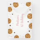 Pink One Sweet Cookie Eerste Verjaardag Spandoek (Verticaal)