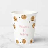 Pink One Sweet Cookie Verjaardag Papieren Bekers (Achterkant)