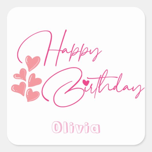 Pink one year old birthday vierkante sticker (Voorkant)
