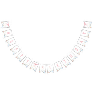 Pink Oneder Het Zee Ocean Animals 1st Birthday Vlaggetjes