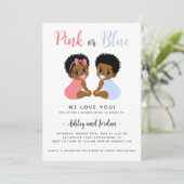 Pink or Blue Genre Reveal Invitation Bébés noirs (Debout devant)