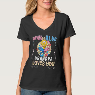 Pink or Blue Grandpa Loves You Best Grandfather Ev T-shirt
