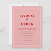 Pink Orange Bold Font Modern Wedding Kaart (Voorkant)