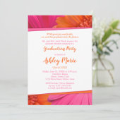 Pink Orange Daisy Graduation Party Invitation (Debout devant)