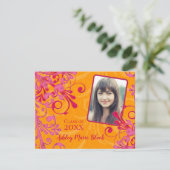 Pink Orange Floral Photo Graduation Invitation (Debout devant)