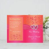 Pink Orange Floral, Programme de mariage des coeur (Debout devant)