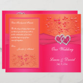 Pink Orange Floral, Programme de mariage des coeur (Devant / Derrière)