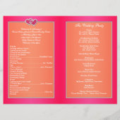 Pink Orange Floral, Programme de mariage des coeur (Dos)
