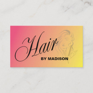 Pink Orange Hair Stylist QR Code  Business Card Visitekaartje