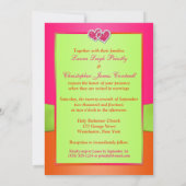 Pink Orange Lime Floral Rejoint Coeurs Invitation (Dos)