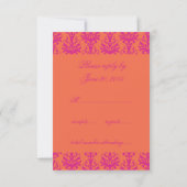 Pink Orange Mariage damassé RSVP pour Invitations (Dos)