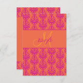 Pink Orange Mariage damassé RSVP pour Invitations (Devant / Derrière)